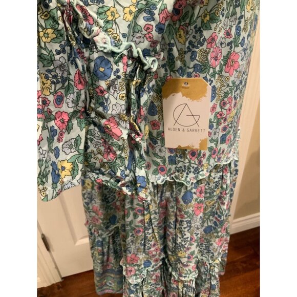 SEA LUSTRE Blue & Multicolor Floral Ruffled 3/4 Sleeve Dress, Size S/M - Picture 6 of 9